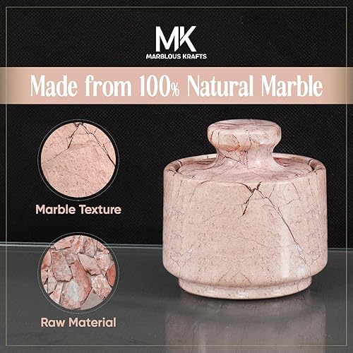 Miniatura 5 de Bodega de sal de mármol con tapa, soporte de sal de piedra marinara de 3 pulgadas para mostrador, tarro de especias, caja de sal y recipiente de sal