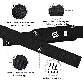 AQF Lifting Wrist Straps for Weightlifting, Powerlifting & Deadlifts - 23 Neoprene Padded Cotton Straps for Strength Training & Gym Workouts - Maximum Grip Support for Men & Women