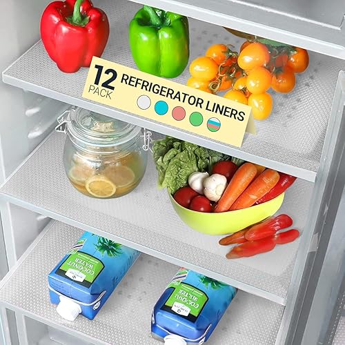 Miniatura 14 de Revestimientos para estantes de refrigerador (paquete de 16) de Linda’s Essentials - Forro para estantes o cajones sin adhesivo, tapetes