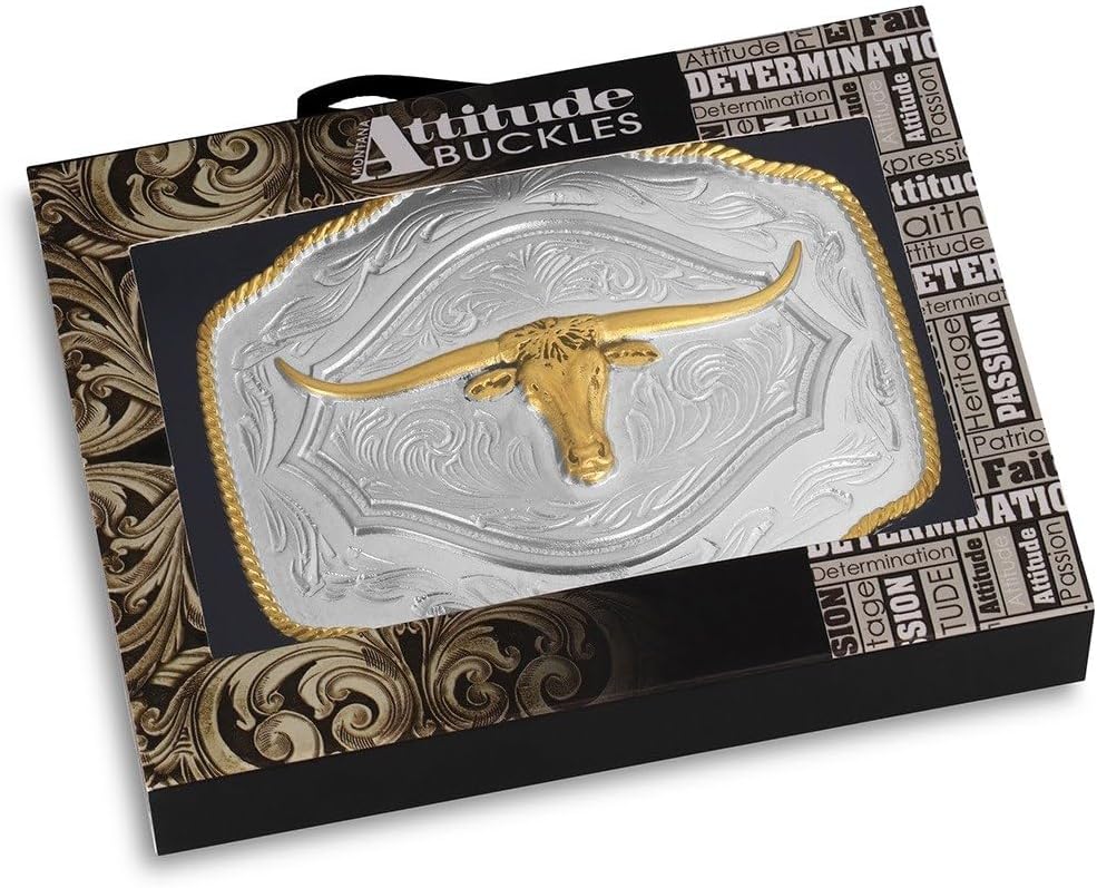 Montana Silversmiths Longhorn Series Attitude Western Belt Buckle
