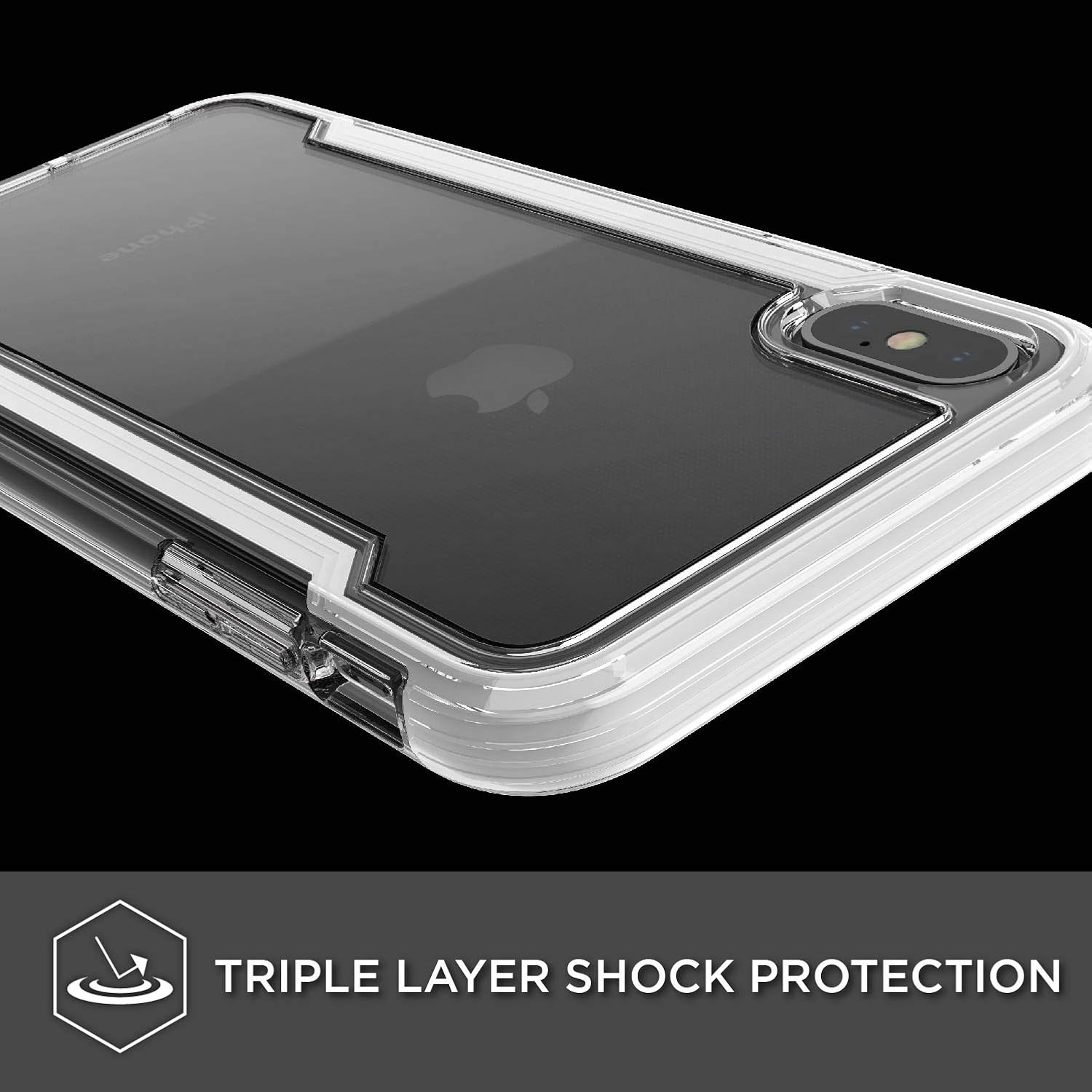 X-Doria Defense Clear, Compatible with Apple iPhone Xs Max - Military Grade Drop Protection, Shock Protection, Clear Protective Case for iPhone Xs Max, 6.5 Inch Screen White