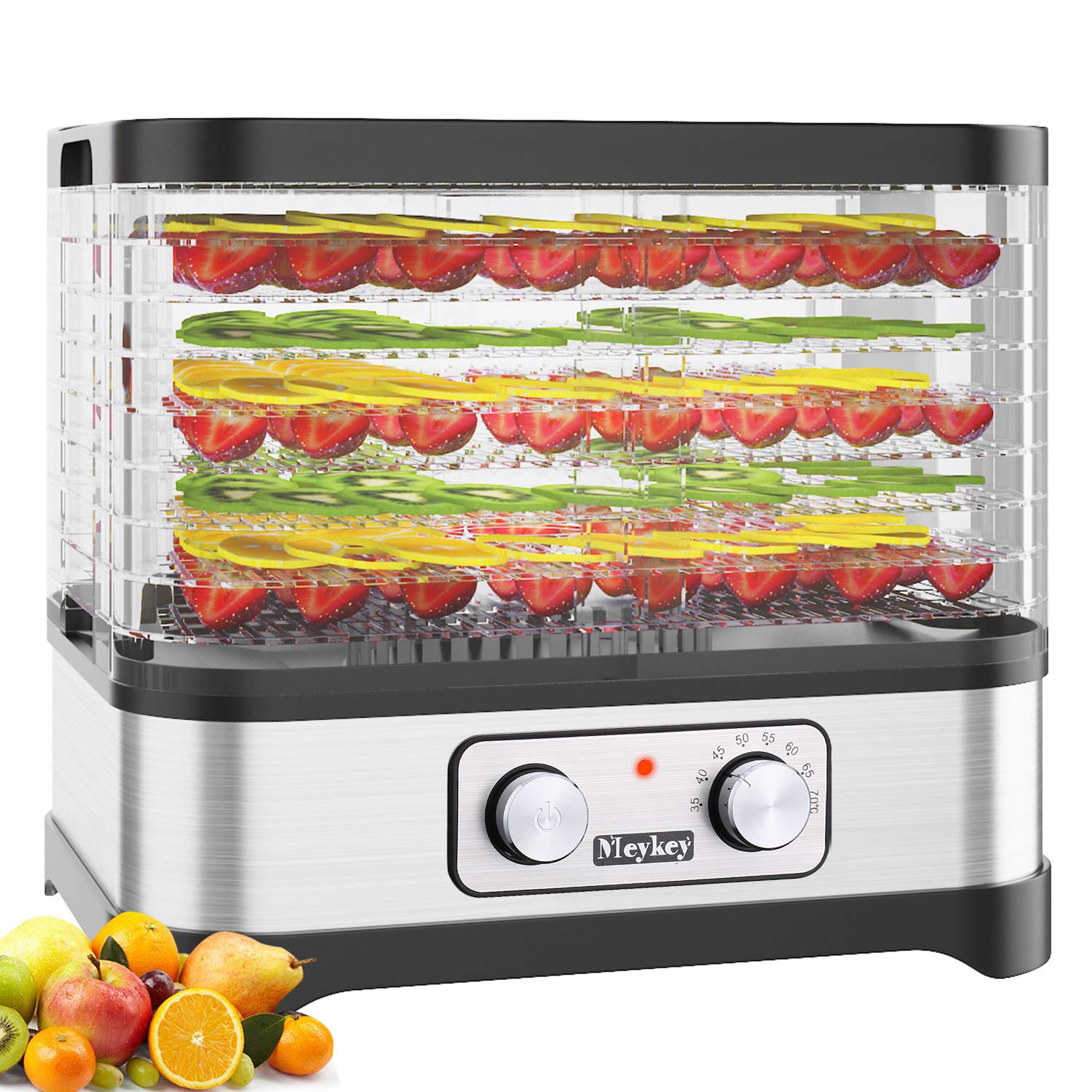 Essiccatore con regolatore di temperatura, essiccatore per alimenti, frutta, carne, frutta, disidratatore, senza BPA, 8 piani, pulsante
