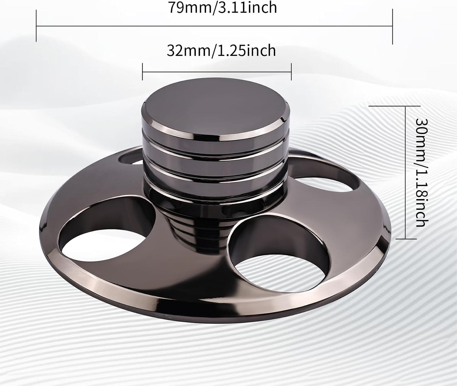Record Weight Stabilizer Black-Hollow LP Vinyl Turntables | Copper Alloy Disc Stabilizer, Leather Base, for HiFi Audiophiles