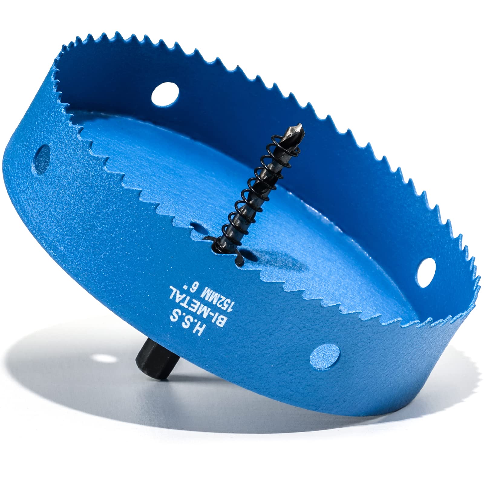 152mm Hole Saw, HSS Bi-Meta Hole Cutter in 30mm Cutting Depth for Wood Boards, Thin Metal Sheet, Drywall and Plastic