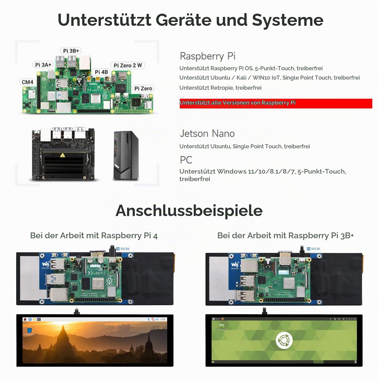 LUCKFOX 7.9inch HDMI Touchscreen LCD Display, 400(H) x 1280(V) Pixels IPS Screen, 60Hz Computer Monitor, for Raspberry Pi OS/Ubuntu/Jetson Nano/PC Windows 11/10/8.1/8/7