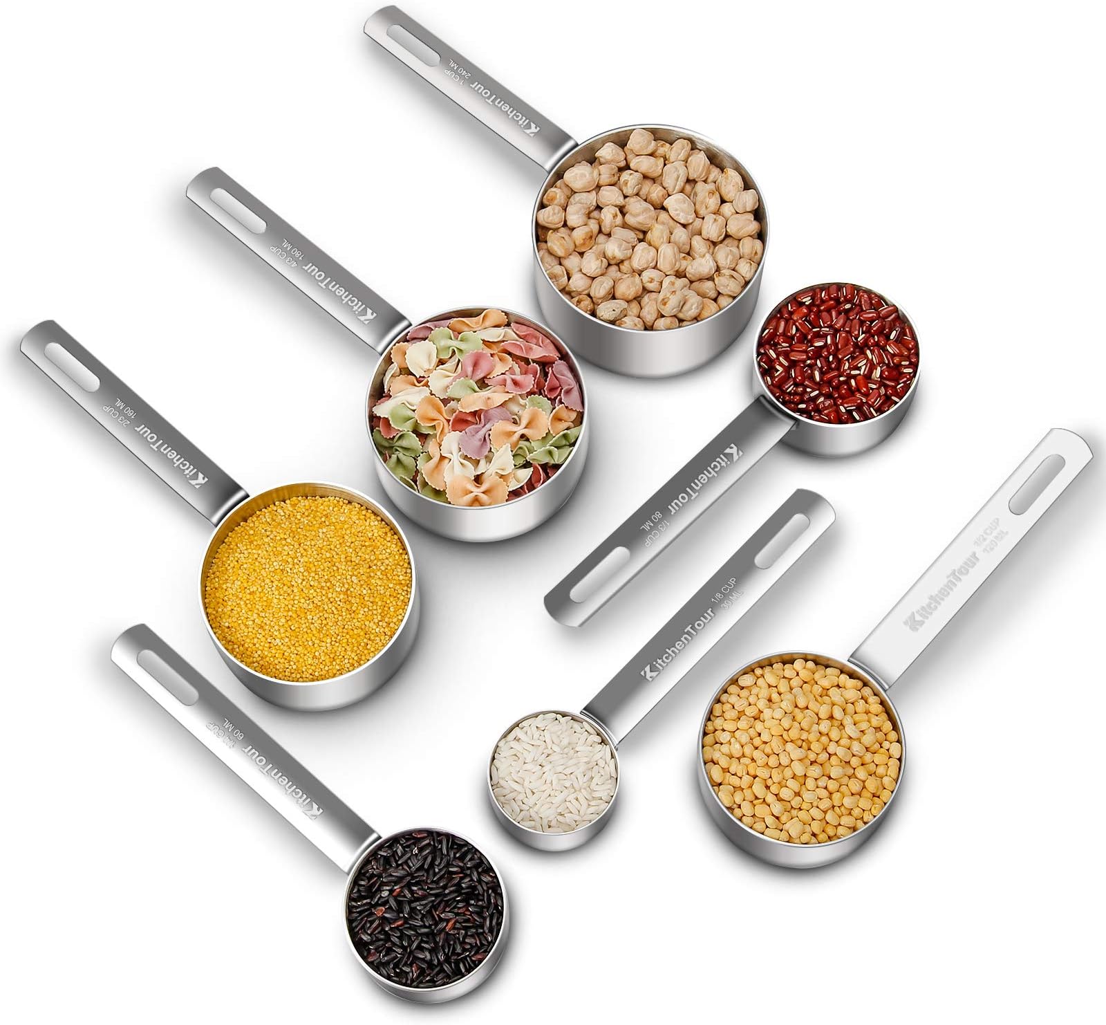 KitchenTour Stainless Steel Measuring Cups Set, 7-Piece