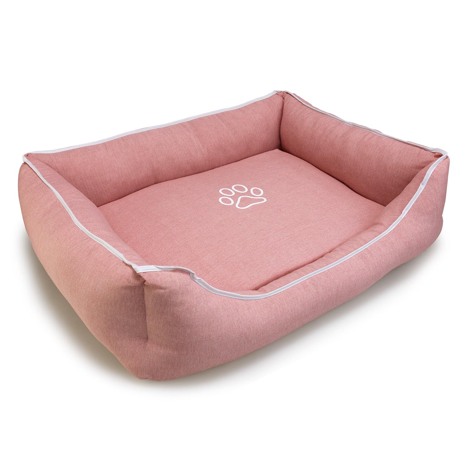 Arquivet - Quadratisches Bett mit Fußabdruck und Paspelierung, 55 x 46 x 17 cm - Hundebett - Hundezubehör