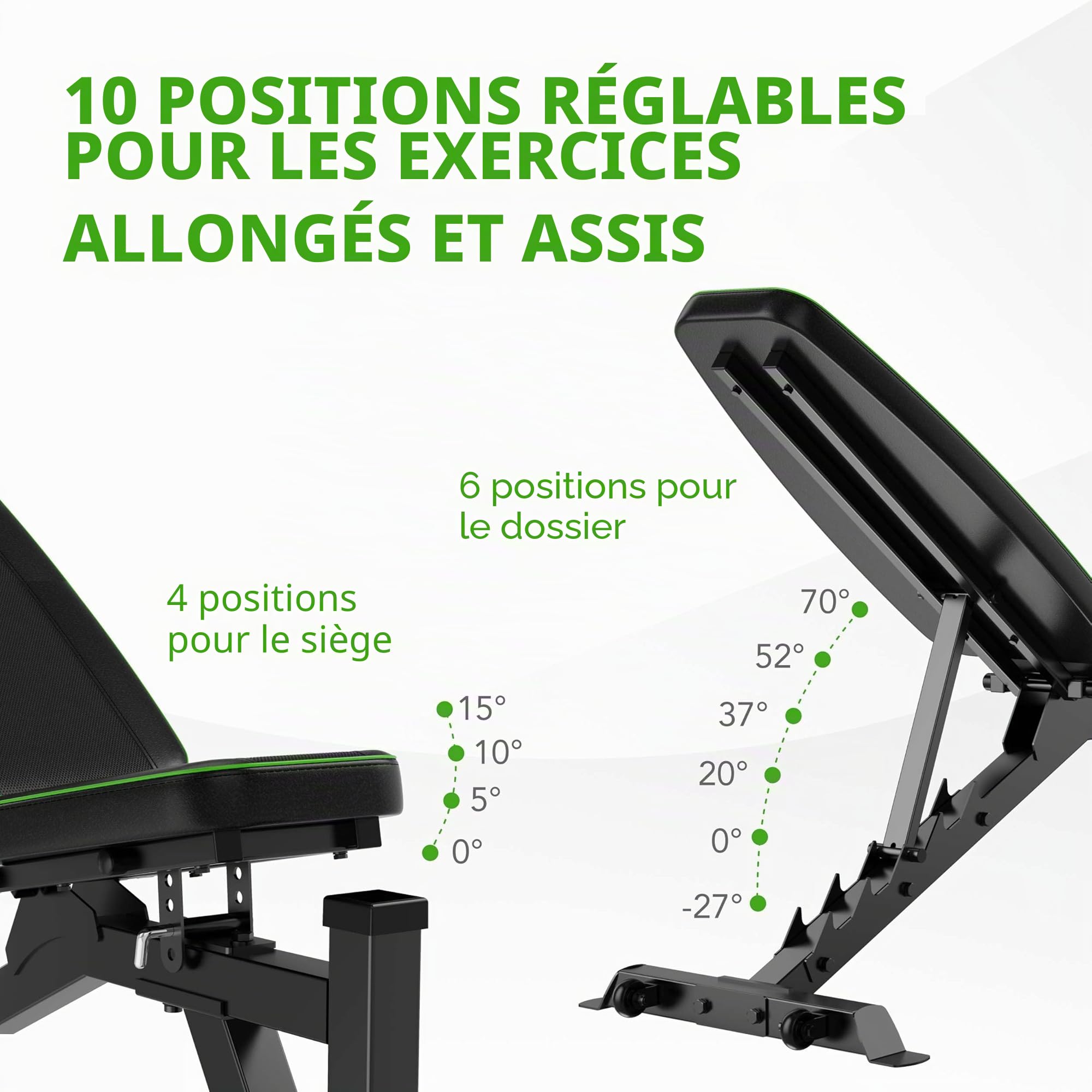 Tunturi UB60 - Banc de musculation - Bancs réglables - pour exercices de musculation à la maison/au bureau