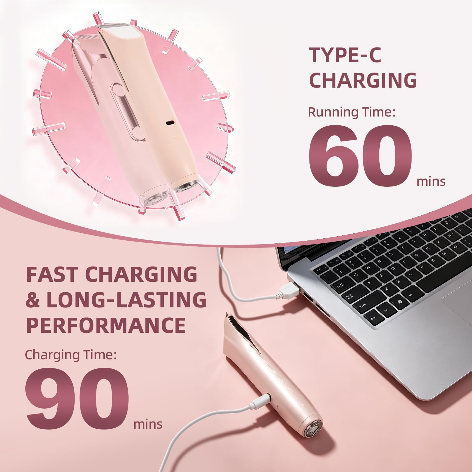 YHC Rasoio elettrico impermeabile 4 in 1, rasoio elettrico a doppia testa