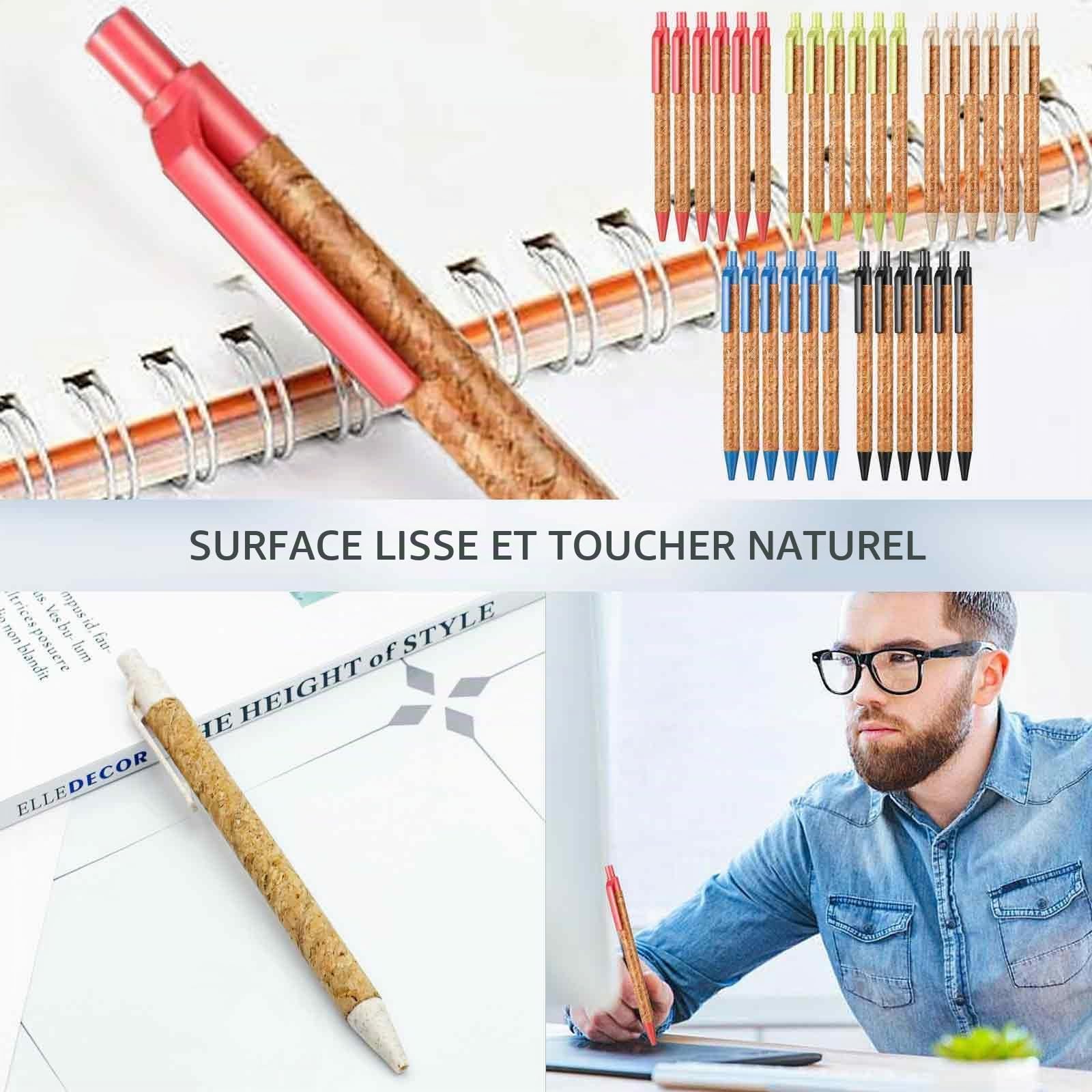 30 pièces Stylo Bois lot, Stylo en bois personnalisé, cadeaux adaptés à la vie quotidienne au bureau et à la maison