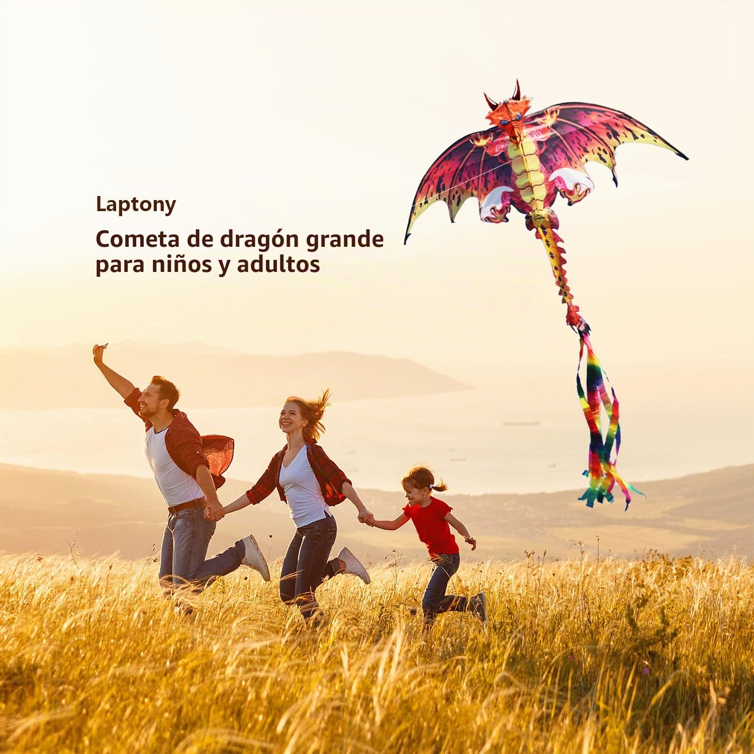 Cometa Dragón Laptony De 240x170cm Para Niños Y Adultos – Fácil De Montar Y Volar En Playa O Parque
