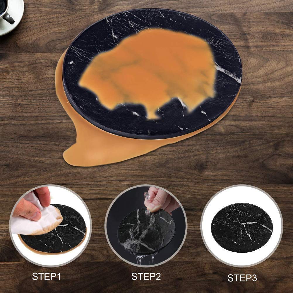 Sottobicchieri Antiscivolo, 6 Pezzi Marmo Sottobicchieri in Pelle, assorbenti con Supporto, Sottobicchieri in Marmo per Birra Tazza da caffè Tazze da tè Bottiglie (Black