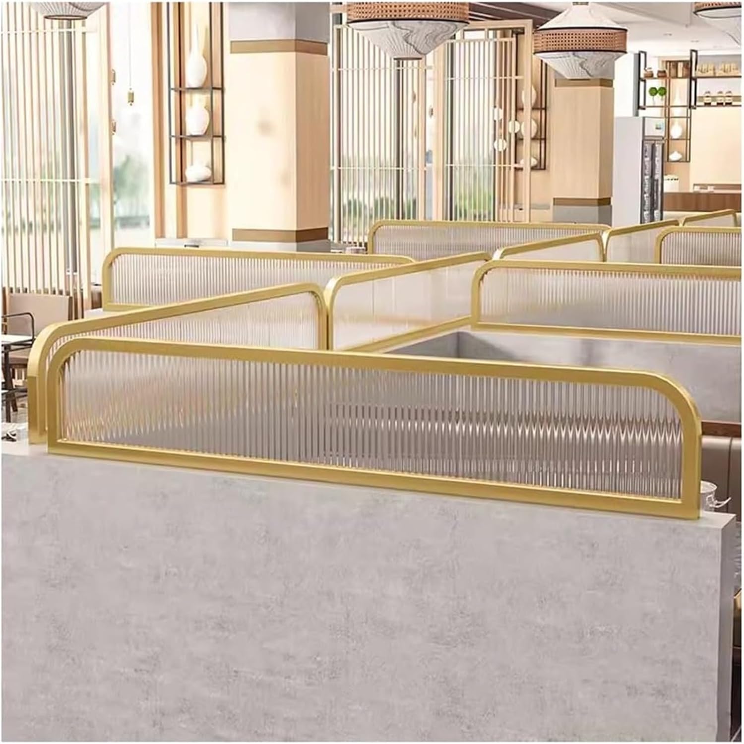 Freestanding Desk Partitions for Dining & Office Areas - Privacy Dividers for Students & Restaurants (Gold, 0.8m x 60cm) - Enhance Comfort & Space Efficiency