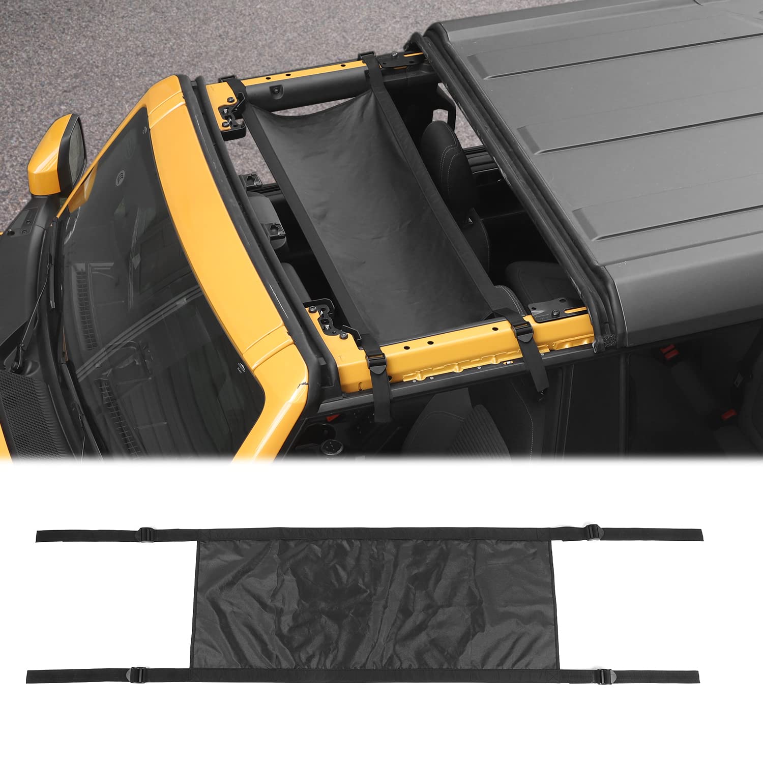 Photo 1 of Hoolcar Hammock Car Bed Rest Roof Mesh Cargo Net Sunshade Compatible with 2021-2022 Ford Bronco, Black