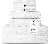 Vista 89 de Juego de 12 paños de lavado de 100 % algodón peinado para rostro y cuerpo (12 x 12 pulgadas), sostenibles, suaves, muy absorbentes, para hotel, spa