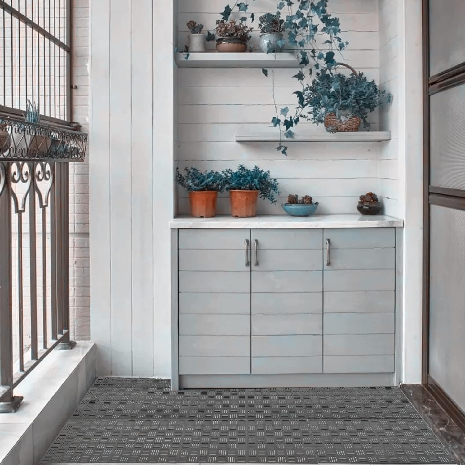 12 Pack 12" x 12" Non-Slip Drainage Mats, Soft PVC Splicing Modular Cushion Mat, Rubber Floor Interlocking Mat for Pool Shower Bath Kitchen Cushion Tiles Bathtub Mats - Waterproof (Gray) - Image 6