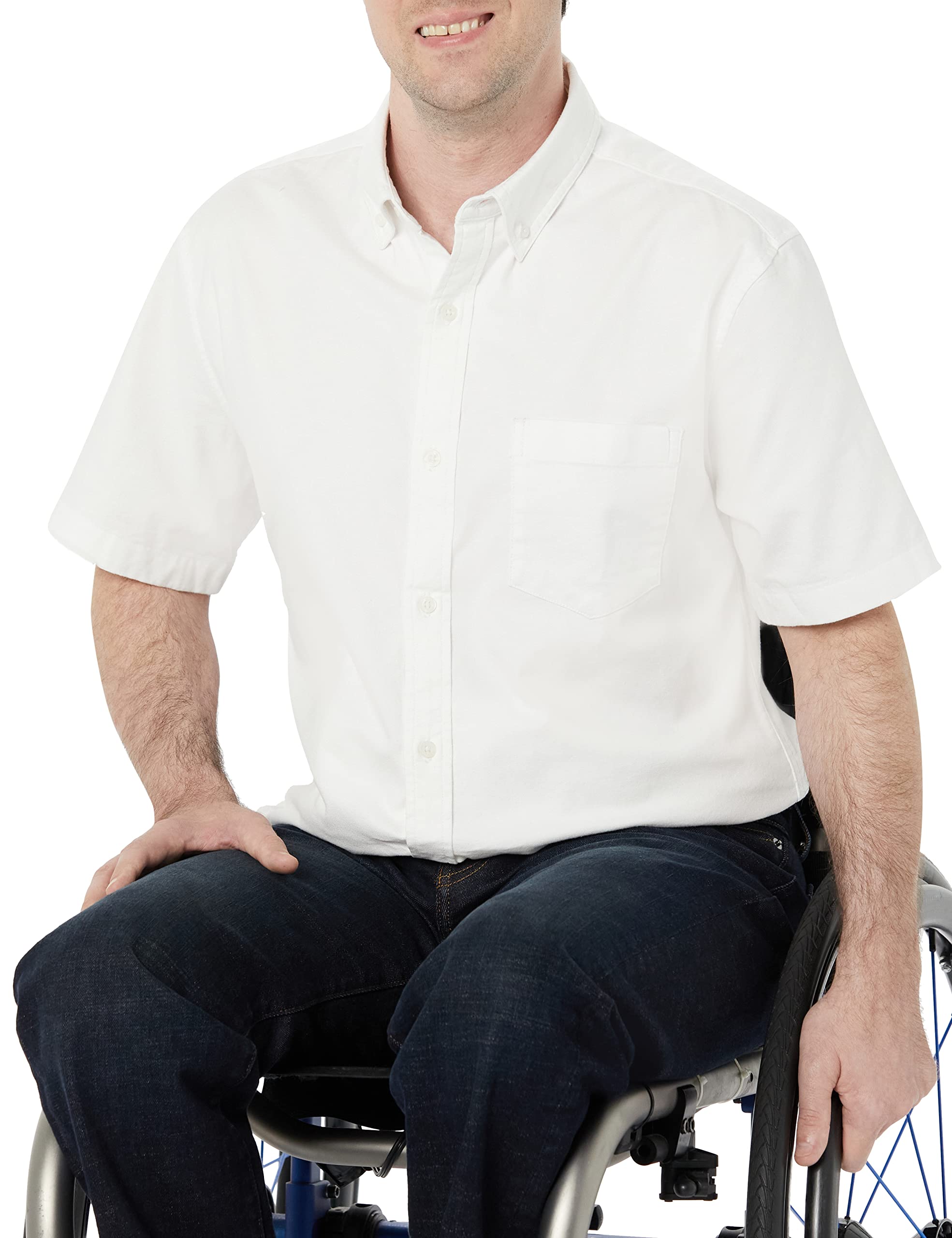 Amazon Essentials Mens Regular-Fit Short Sleeve Stretch Oxford Shirt with Pocket