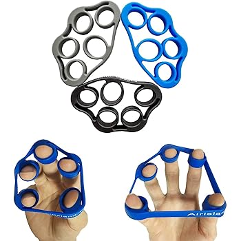 Airisland Finger Stretcher Hand Resistance Bands Hand Extensor Exerciser Finger Grip Strengthener Strength Trainer Gripper Set for Arthritis Carpal Tunnel Exercise Guitar and Rock Climbing 3pcs
