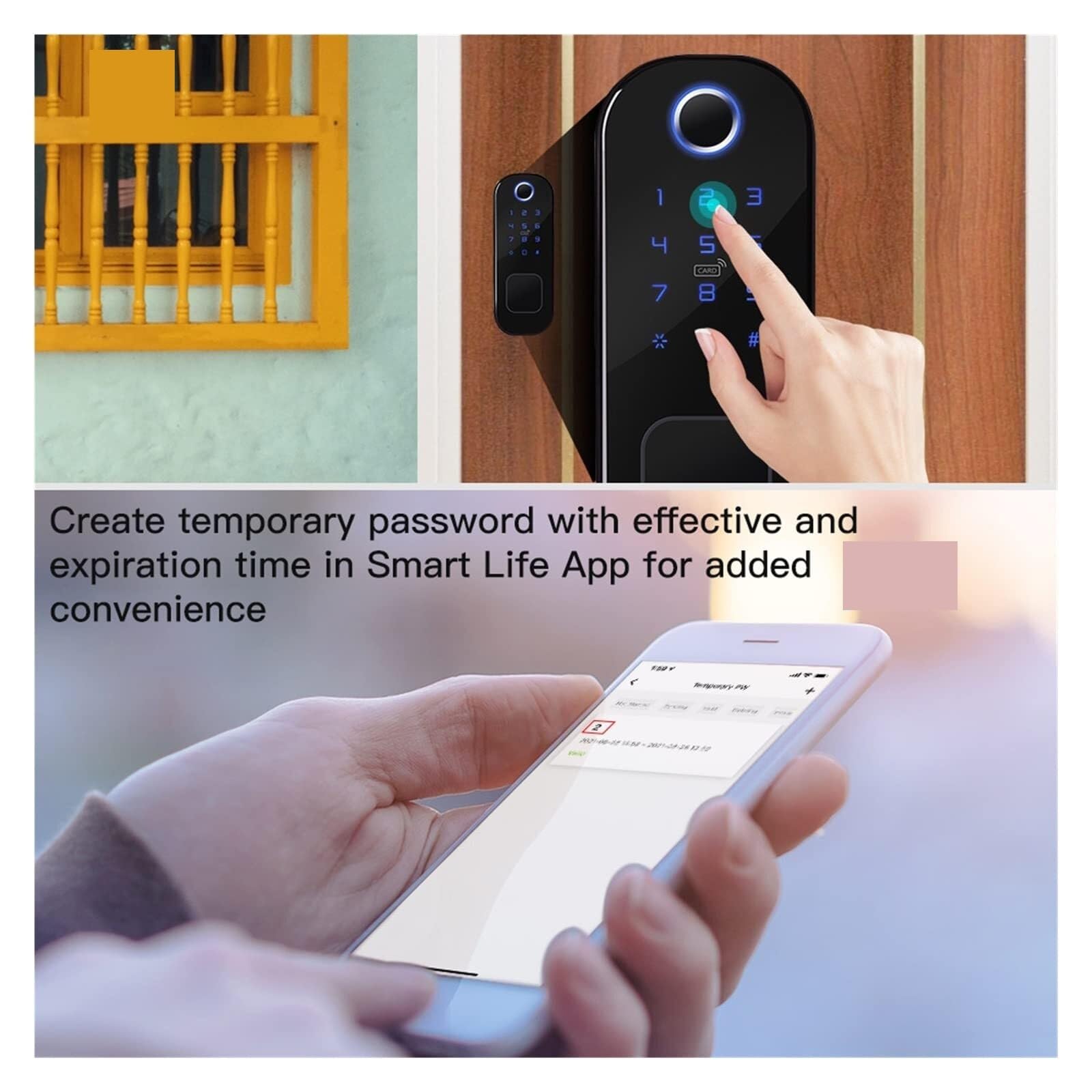 cerradura de puerta inteligente, Smart Lock', Contraseña Digital Impermeable Del Hogar De La Huella Dactilar Puerta Para Seguridad Hotel Para El Frente