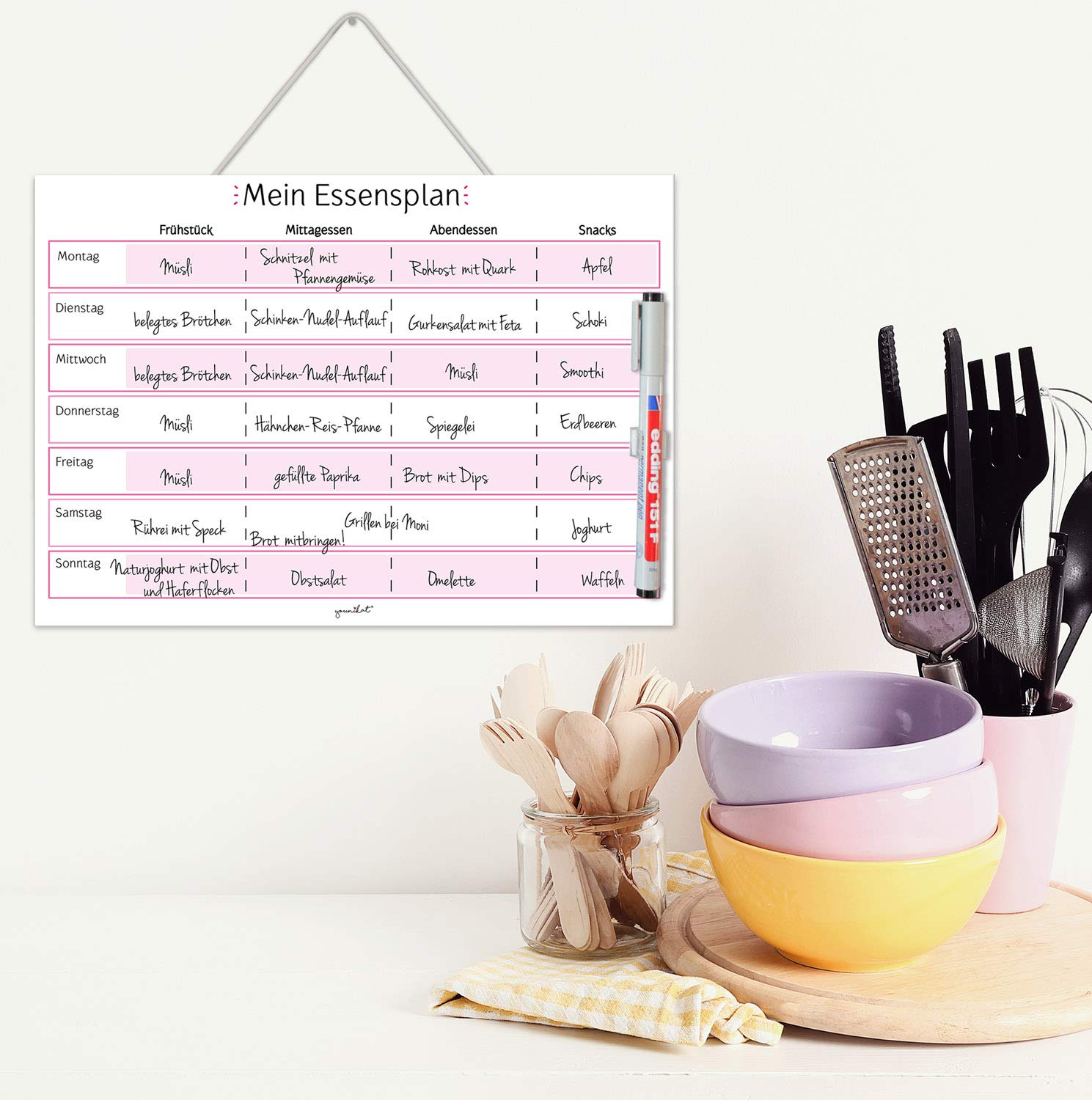 Magnetic Menu Planner In DIN A4 I Food Planner In Confetti Motif For The Whole Family I Weekly Overview I Wipe Clean And Rewritable I Dv_1136