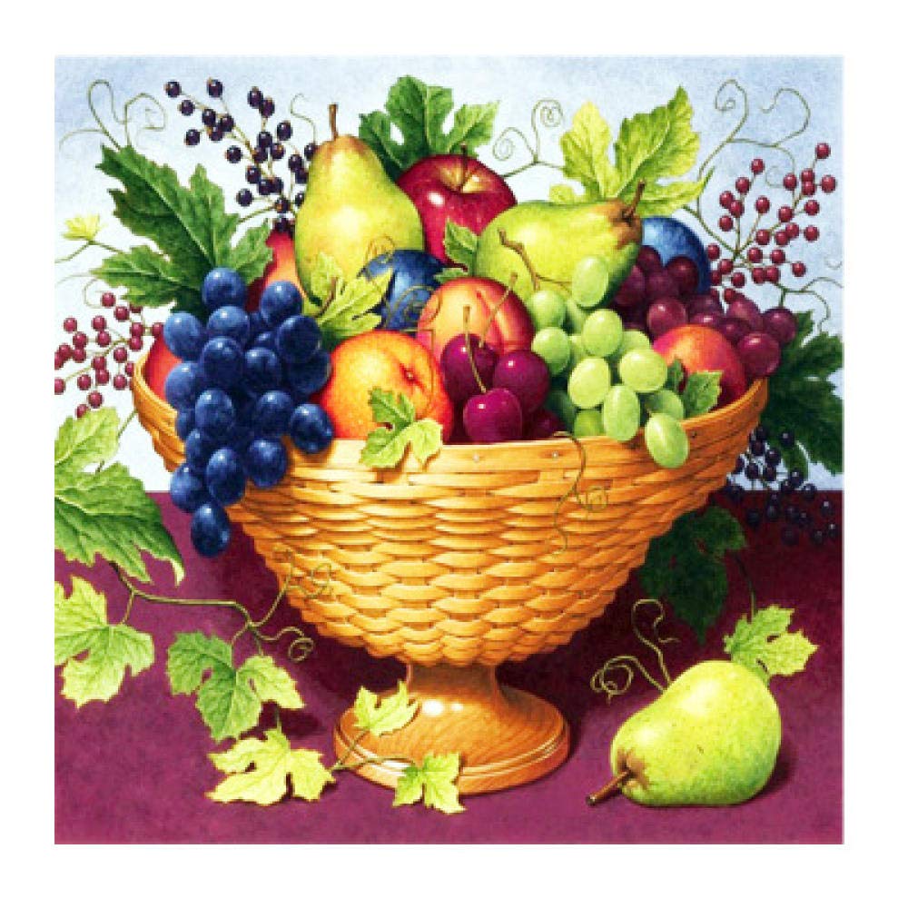 Broderie Diamant Anti Stress Panier Fruits Rétro Canevas Complet Strass Carrés