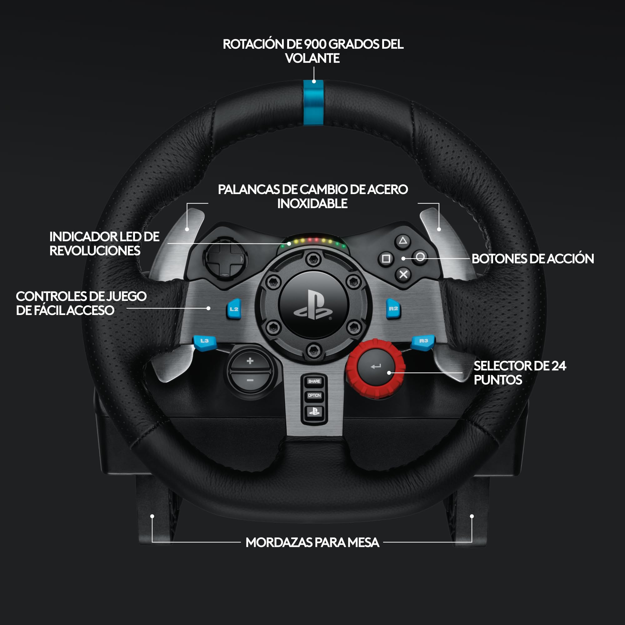 Logitech G G29 Driving Force Racing Wheel and Floor Pedals, Enchufe británico - Negro
