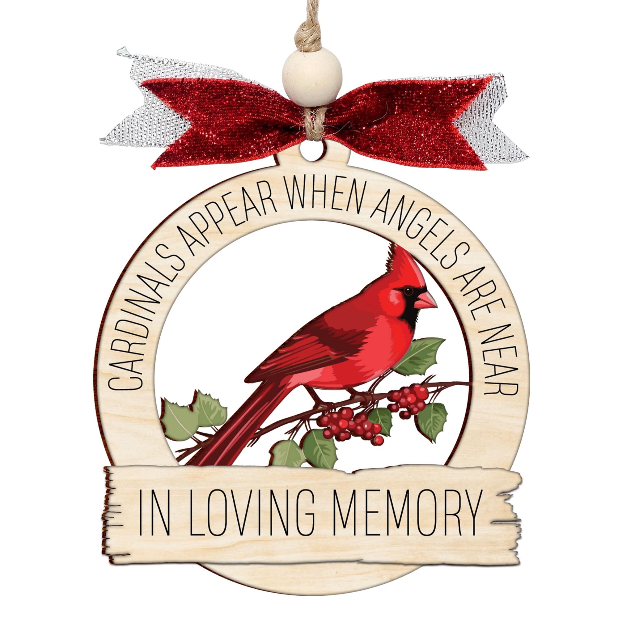 Photo 1 of Cardinal Appear When Angels Are Near Christmas Ornaments, Sympathy Gifts for Loss of Loved One, In Memory of Loved One Gift, Cardinal Memorial Gift, Angel Ornament, Wooden Christmas Ornament (H25)