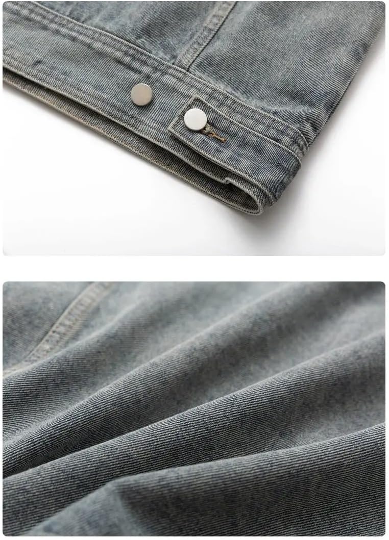 Chinese Style Buttons Vintage Denim Jacket Men Japanese Streetwear Loose Casual Denim Jeans Coat