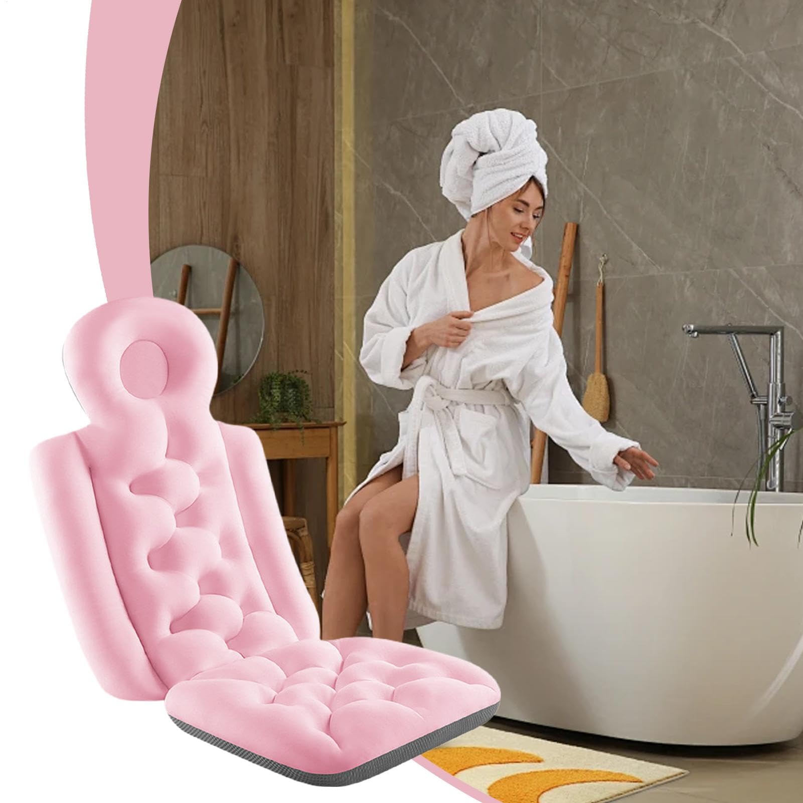 Cuscino Da Bagno Per Tutto Il Corpo - Cuscino Ergonomico Per Spa Con | Supporto Per Testa E Collo Per Vasche Da Bagno | Materiale Morbido E Ad Asciugatura Rapida, Lavabile In Lavatrice, Ventose An