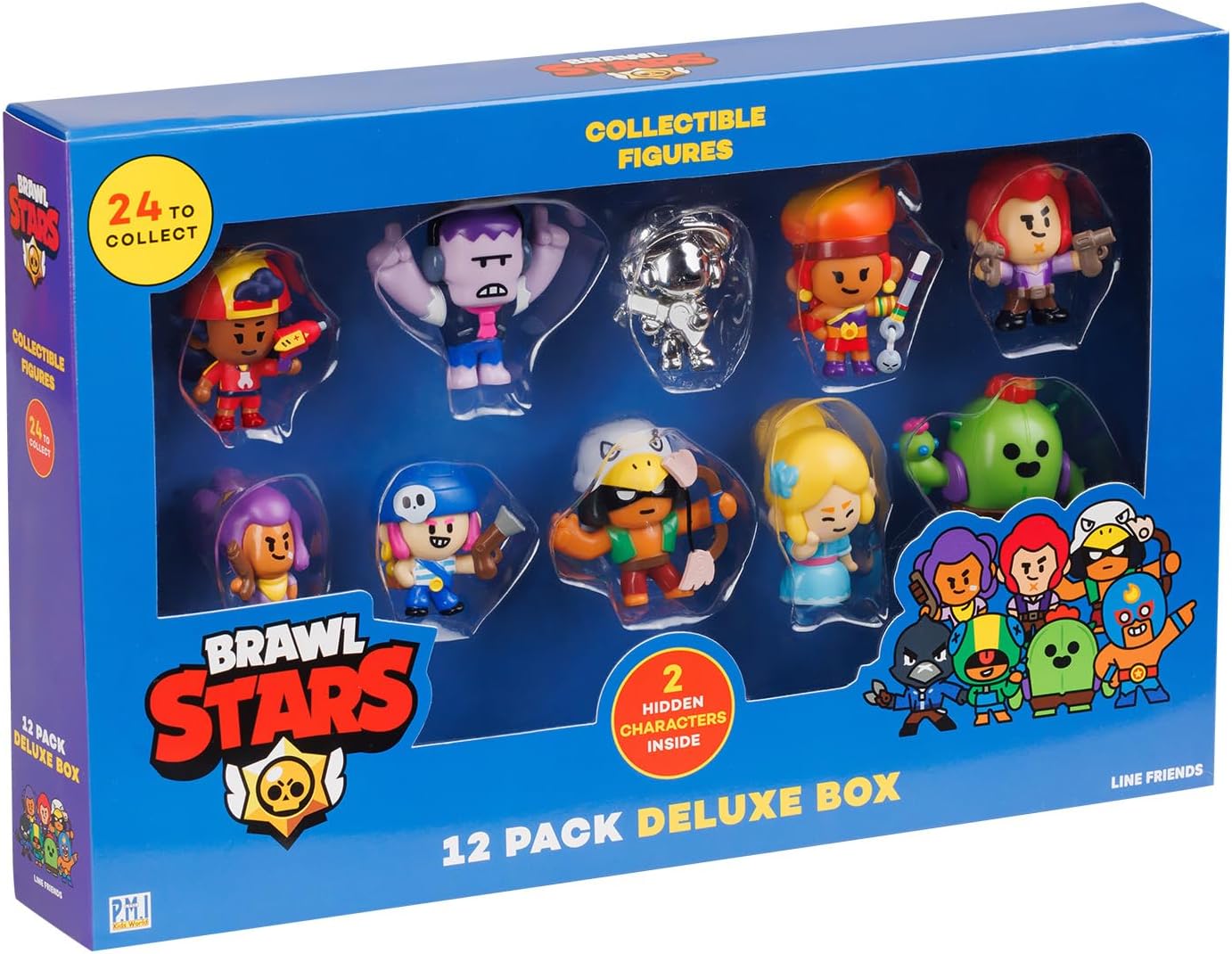 P.M.I. Brawl Stars Mystery Collectible Figures | 12 of 24 Mini Figures in 1 Surprise Box | Includes True Silver & Gold Skins + 2 Hidden Rare Characters | Official Licensed Toys