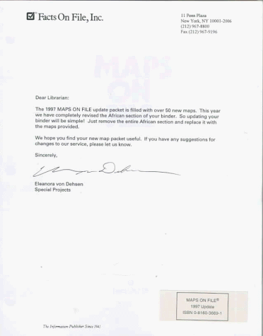 Maps on File 1997 Update