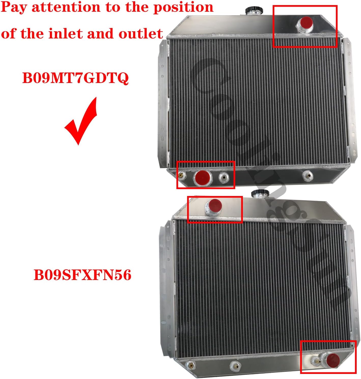 4 Row Aluminum Radiator for 1966-1979 Ford Bronco F100 F150 F250 F350 F500 L6 V8 GAS Radiators 1967 1968 1969 1970 1971 1972 1973 1974 1975 1976 1977 1978