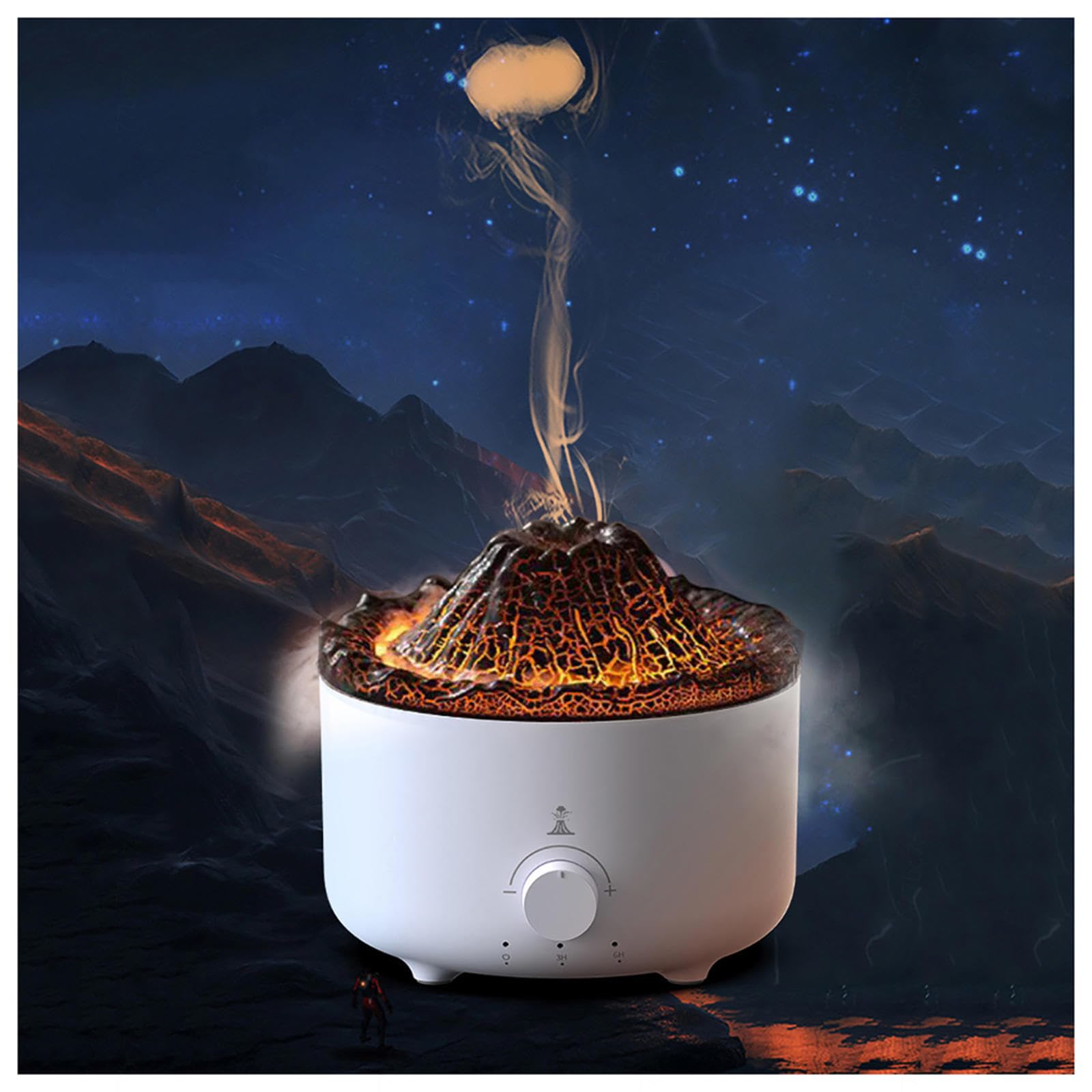 Humidificador Aceites Esenciales, Difusor Aromas Humificador 2 Colores con Efecto Llama,Control Remoto, Difusor Aromas Humificador para Escritorio,Sala De Estar,D