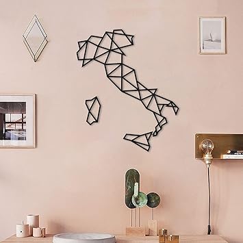 LaModaHome Italy Geometric Map 17.7"x21.7",Wall Decor, Living Room, Bedroom, Kitchen, Bathroom Interior Outdoor Decoration, Wall Hanging