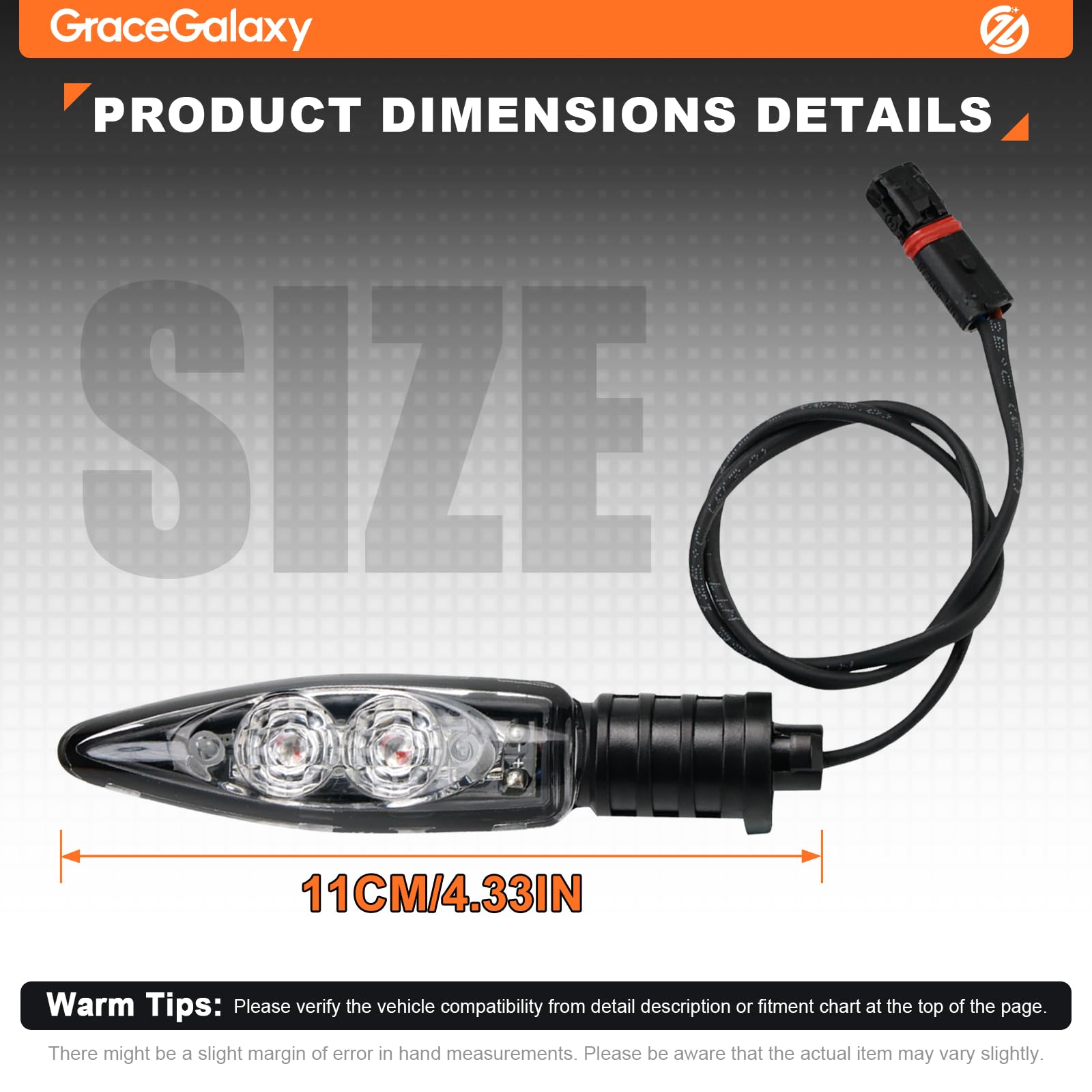 GRACEGALAXY 2 pezzi Lndicatori Luminosi Frecce Moto per R1200GS ADV F650GS R1200R S1000R S1000RR F800GS K1300S 63138522499