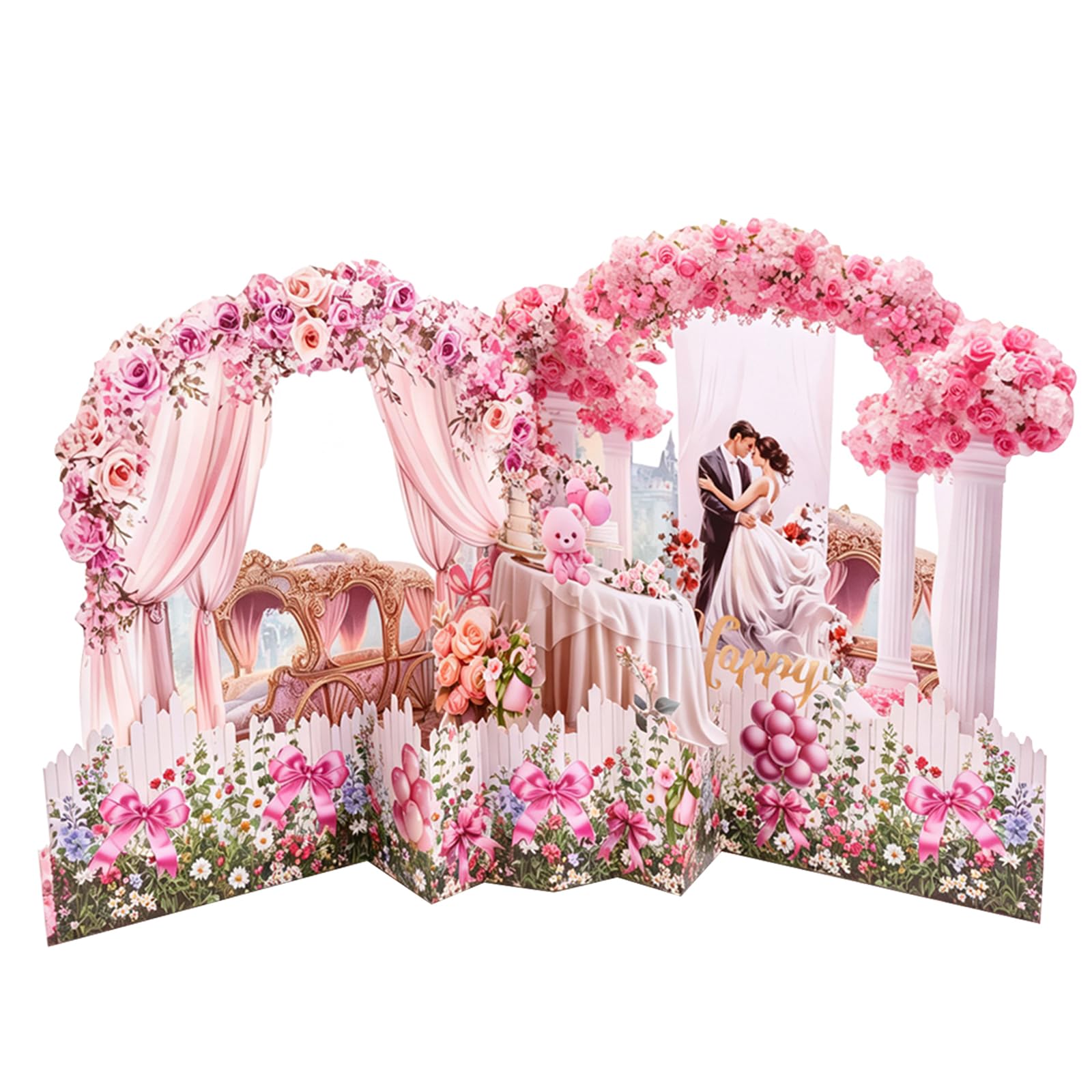 KUKUTrue® Pop Up Flower Wedding Arch Card, 3D Wedding Card for Bride and Groom, Anniversary Cards with Envelope, Congratulations Cards for Honeymoon, Money Gift & Honeymoon Gift — image 1