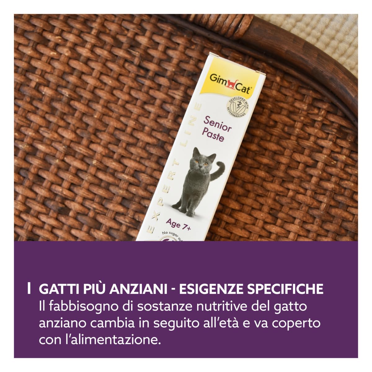 GimCat EXPERT LINE Senior Paste - Lo snack funzionale per gatti supporta l'invecchiamento sano dei gatti di età pari o superiore a 7 anni - 1 tubo