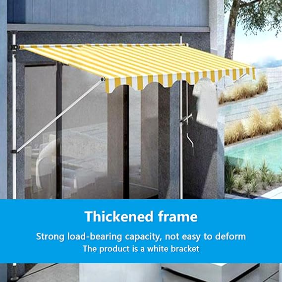 Retractable Awning Sunshade Shelter W/Manual Crank Handle no Drilling Required Adjustable Retractable Awnings Height Adjustment Range 215-310cm for Backyard/Garden/Balcony(Grey,4m)