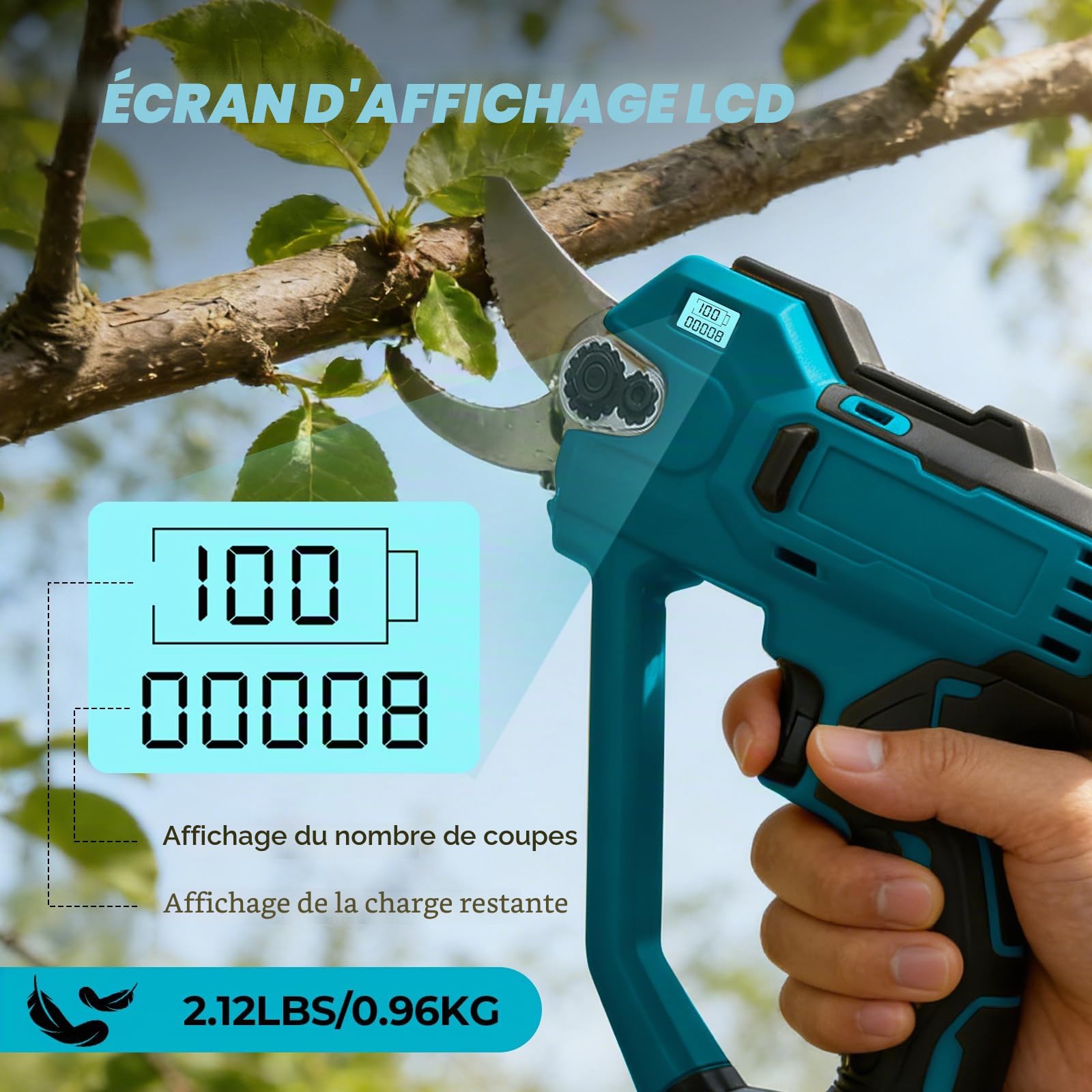 Sécateur électrique Sans Fil compatible avec Makita Batterie 18V (Pas de Batterie), 600W Sécateur à Batterie, Max 35 mm, Sécateur de Jardin pour Jardinage, Vigne