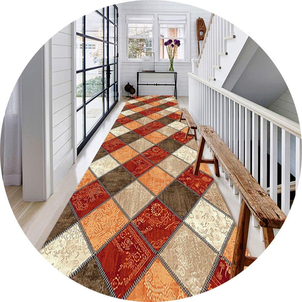 Tapis de couloir géométrique abstrait et résistant sur mesure pour entrée