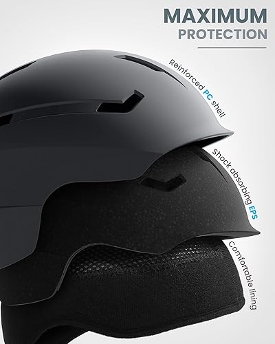 Miniatura 2 de OutdoorMaster Casco de esquí de ciervo, casco de snowboard para adultos, carcasa de policarbonato duradera, espuma EPS protectora y 12 rejillas de
