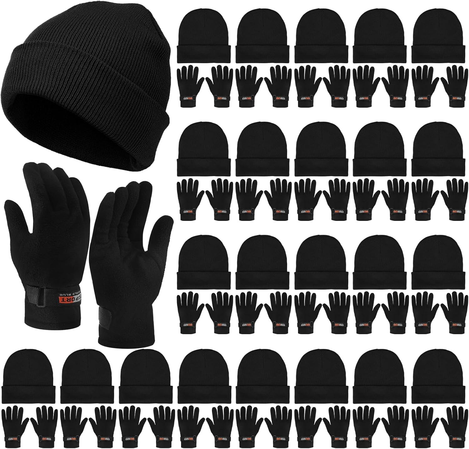 Bulk Winter Beanie & Glove Sets: Warm Knit Ski Hats & Fleece