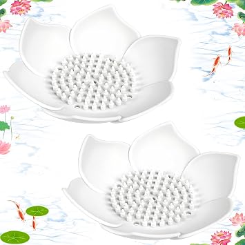 Lotus Shower Steamer Tray, Silicone Soap Dish, 2 Pack Lotus Flower Shape Shower Steamer Tray Small Self Draining Bar Soap Holder for Kitchen Bathroom Counter