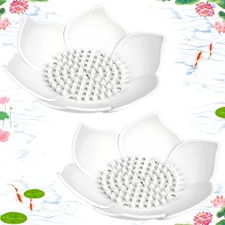 Lotus Shower Steamer Tray, Silicone Soap Dish, 2 Pack Lotus Flower Shape Shower Steamer Tray Small Self Draining Bar Soap Holder for Kitchen Bathroom Counter