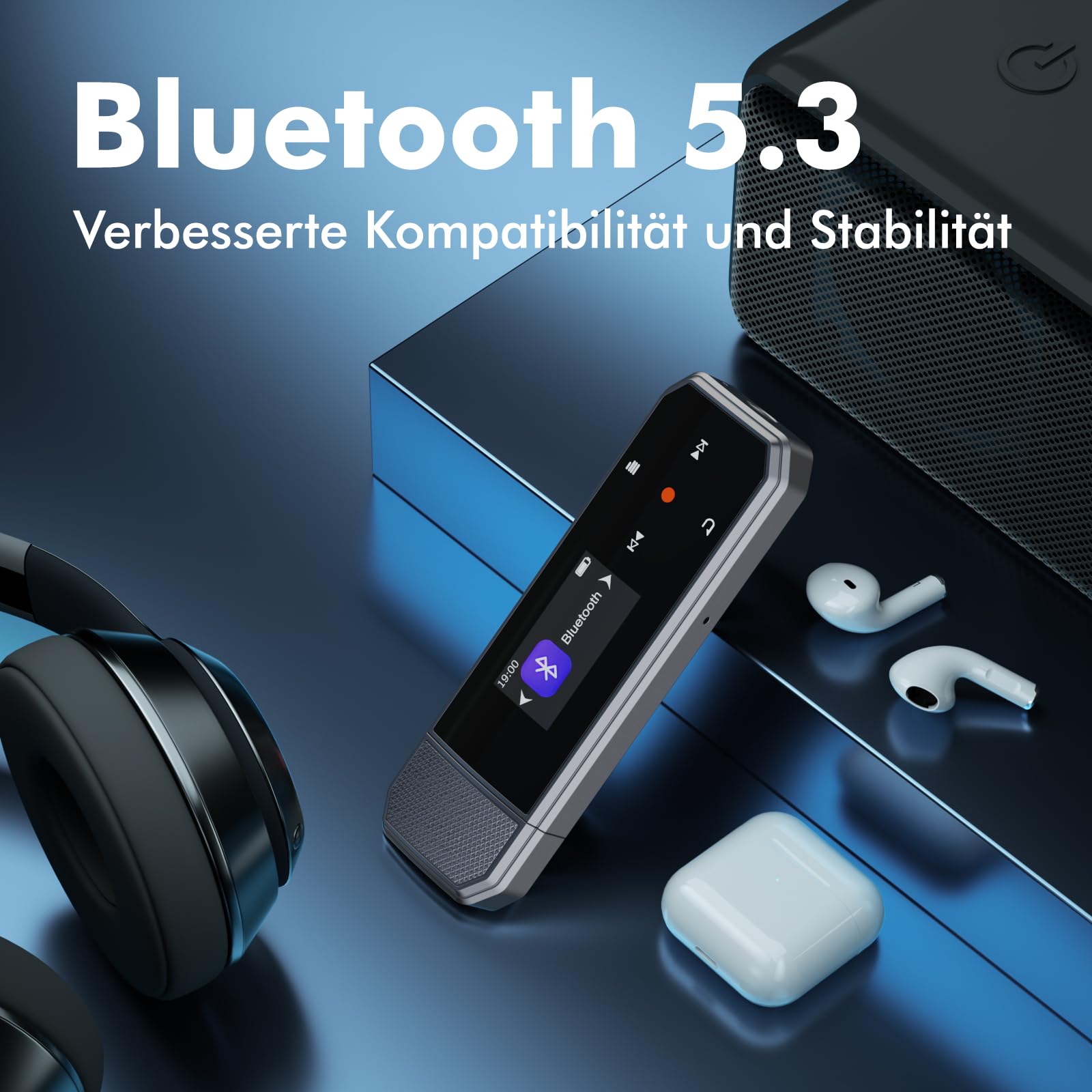 64GB Tragbarer MP3 Player Mit Bluetooth 5.3, Ein-Klick-Aufnahme, Typ-C Und USB, Clip, UKW-Radio, Mobiltelefon-Verbindung, Unabhängige Lautstärketaste