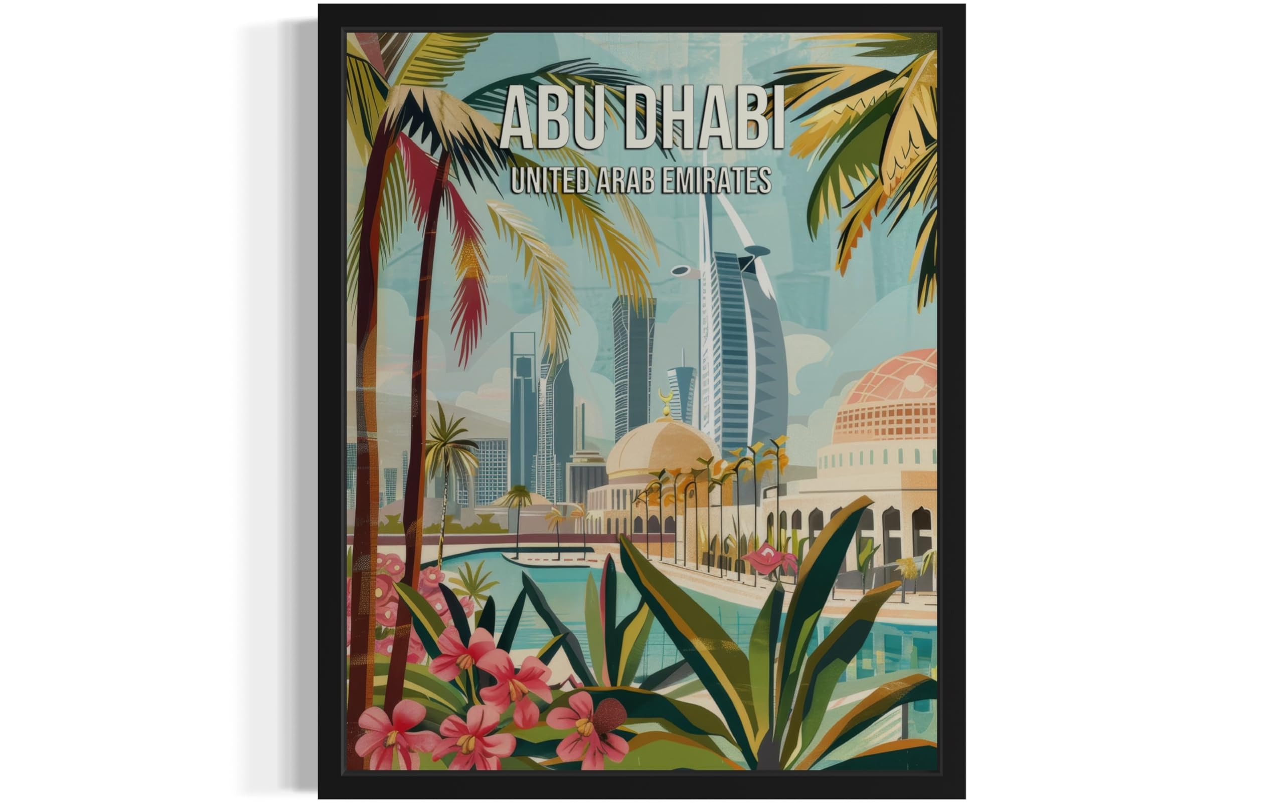Abu Dhabi United Arab Emirates City Wall Art Poster Print, Asian Landscape Scenery Painting Artwork Travel Prints Decor Cityscape Landmarks Gallery 26 (Abu Dhabi United Arab Emirates, 8 x 10 inches, Unframed)