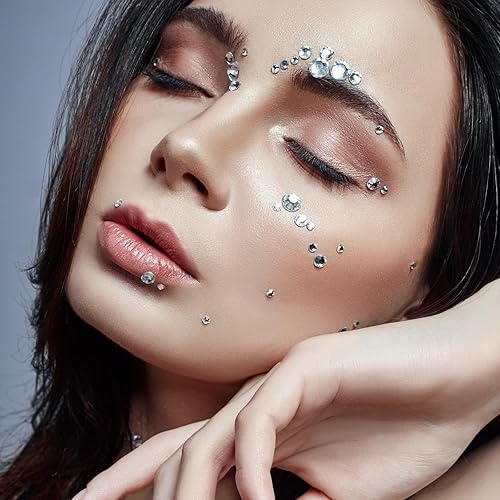 Miniatura 2 de 2042 calcomanías de diamantes de imitación, 7 tamaños, gemas brillantes con pinzas para cara, manualidades, arte de uñas, maquillaje, adornos de