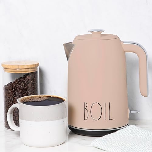 Miniatura 6 de Rae Dunn Hervidor eléctrico de agua caliente  Cafetera de acero inoxidable, tetera de té, base giratoria, con protección de apagado automático para