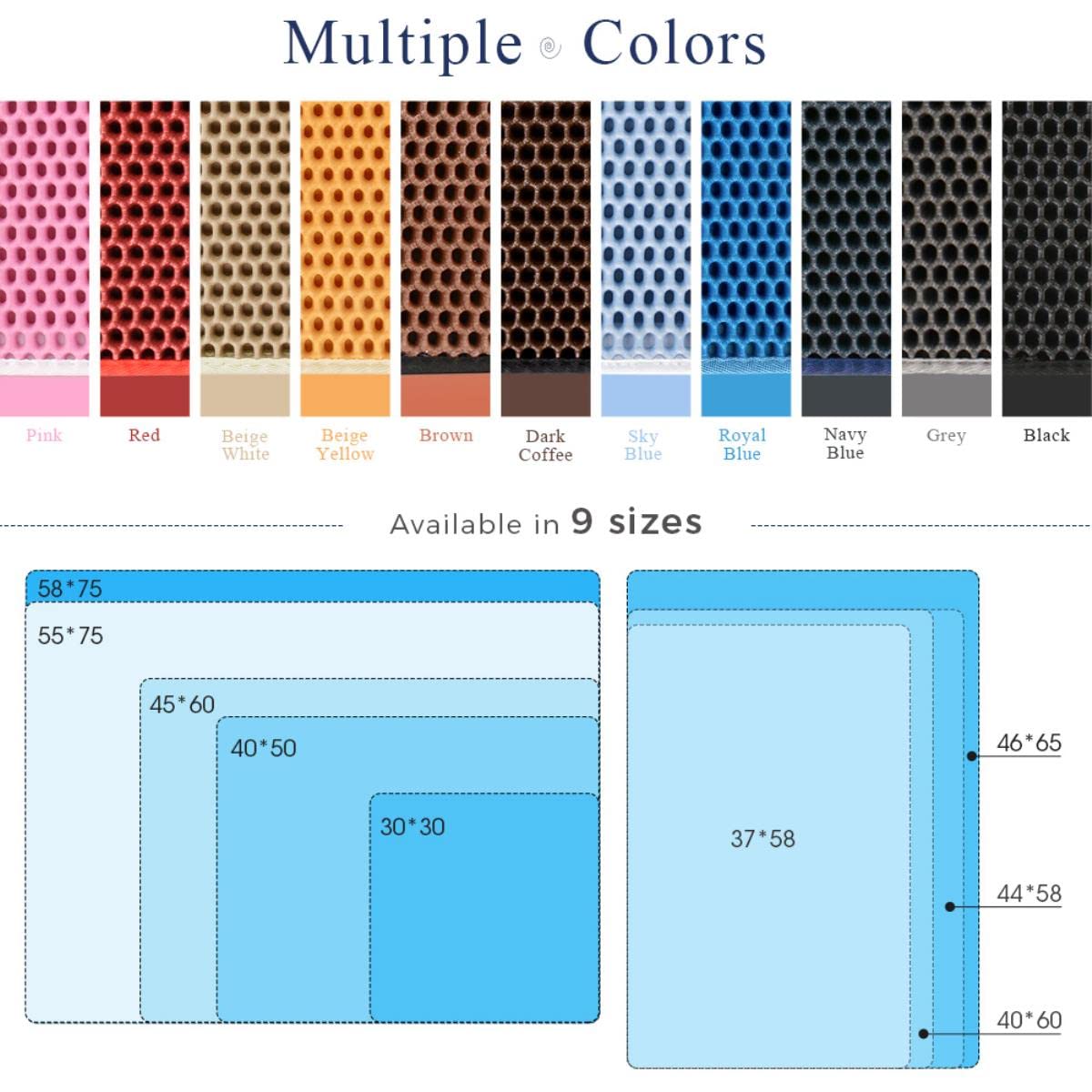 Tappetino per lettiera per gatti a colori Impermeabile Doppio strato antiscivolo Tappetino per lettino per gatti per animali domestici Accessori per animali domestici lavabili e lavabili-Split Blu na