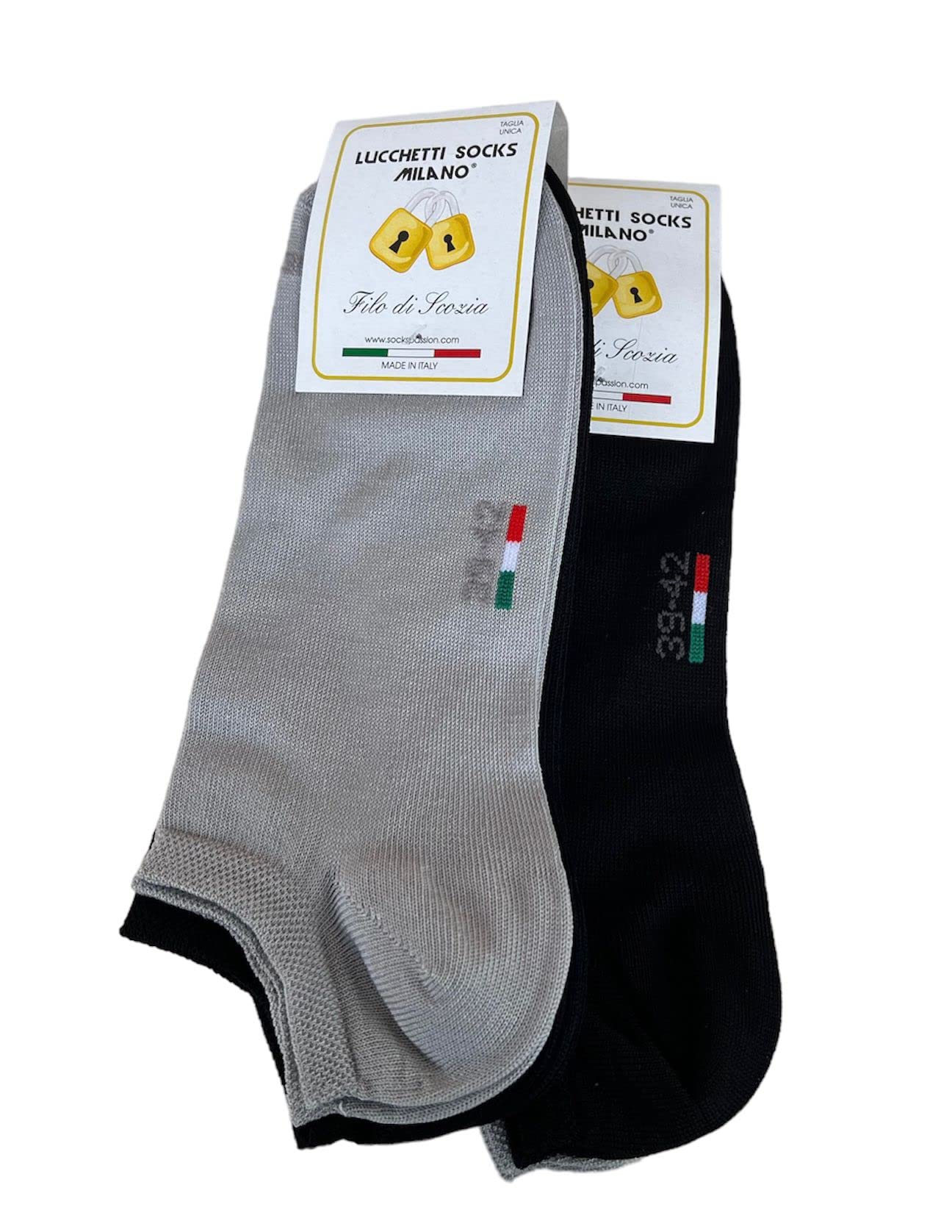 Lucchetti Socks Milano Calcetines Cortos Hombre Invisibles Respirable Calcetines tobilleros Algodón made in Italy